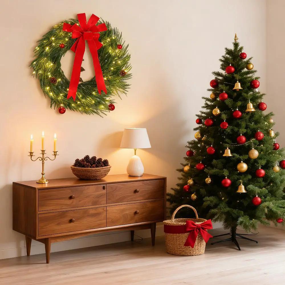 Christmas Wreath for Front Door with LED Lights by HouseOfZazla