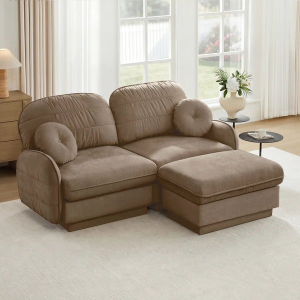 Chenille Cloud L-Shaped Loveseat Sofa