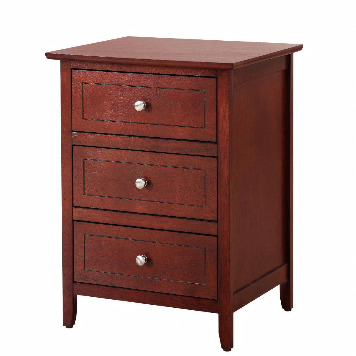 Dove Tailed Drawers 3 Drawer Nightstand with Real Wood Veneers - Pearl Silver, Pink, Dark Red, Dark Gray, photo 3 of 20