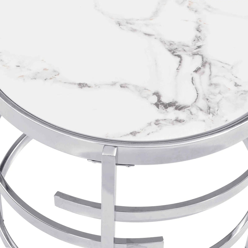 Elegant Round Table With Sintered Stone Top & Sturdy Metal Frame by HouseOfZazla