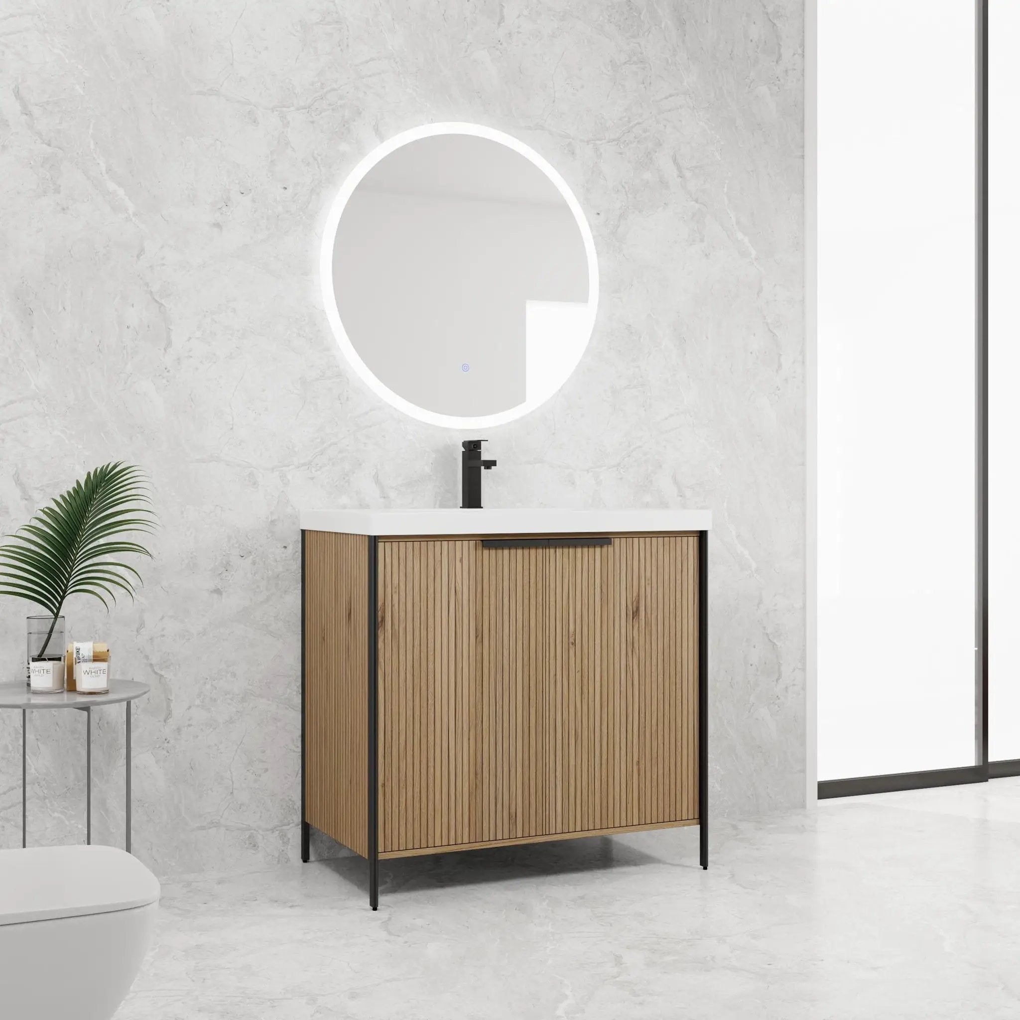 Modern Freestanding Bathroom Vanity With Resin Sink & Soft Close Cabinet Doors by Unique Piece Furniture