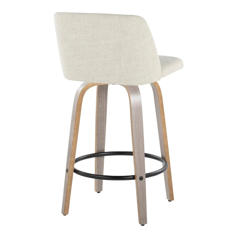 Toriano - Contemporary Fixed Height Counter Stool Swivel & Round Footrest (Set of 2) by Unique Piece Furniture