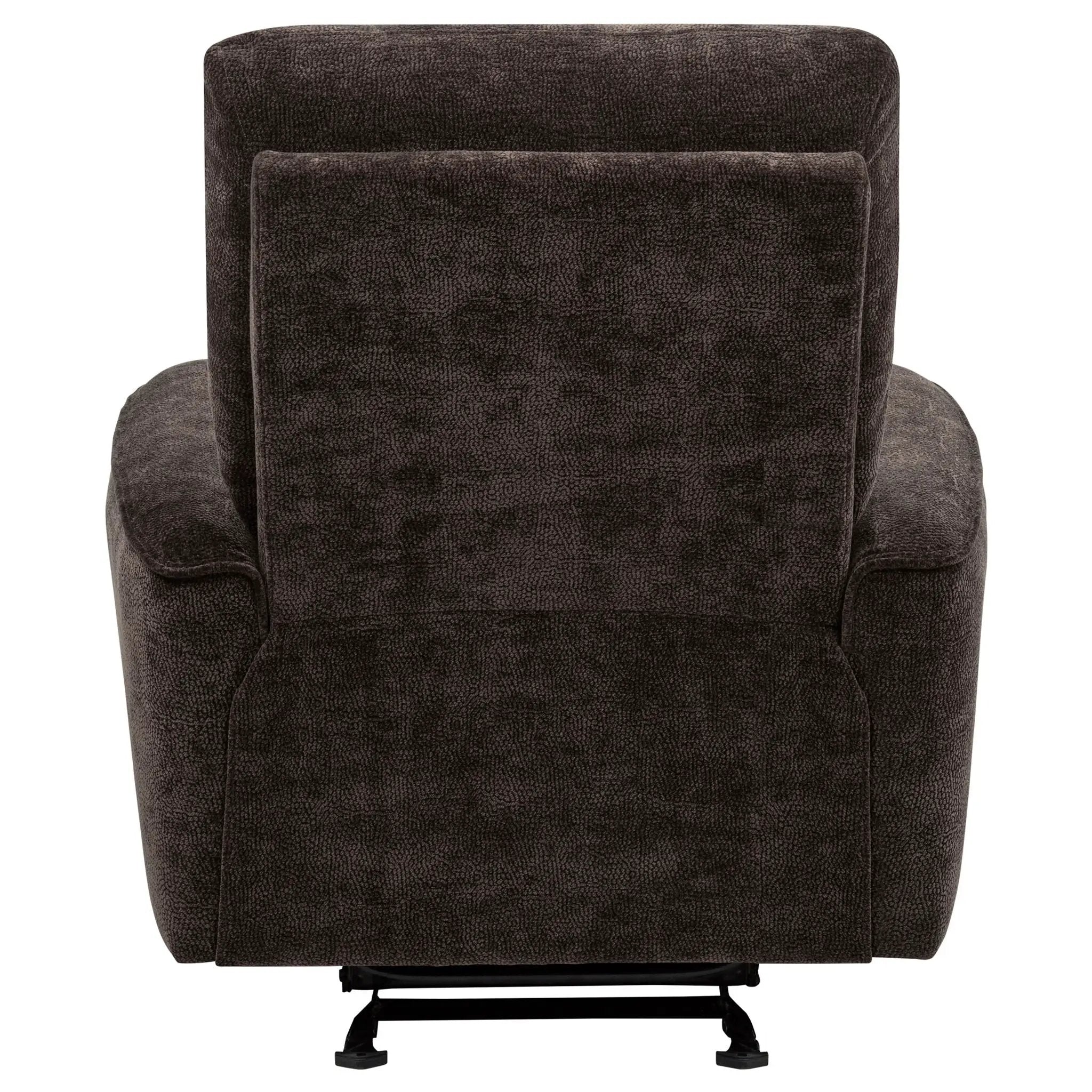 Navarro Chenille Upholstered Glider Recliner Dark Brown by Unique Piece Furniture