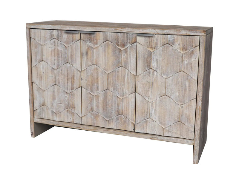Accent Cabinet Farmhouse Style 3 Door Wooden Cabinet Sideboard Buffet Server Cabinet Storage Cabinet, For Living Room - Natural Wood Wash by HouseOfZazla