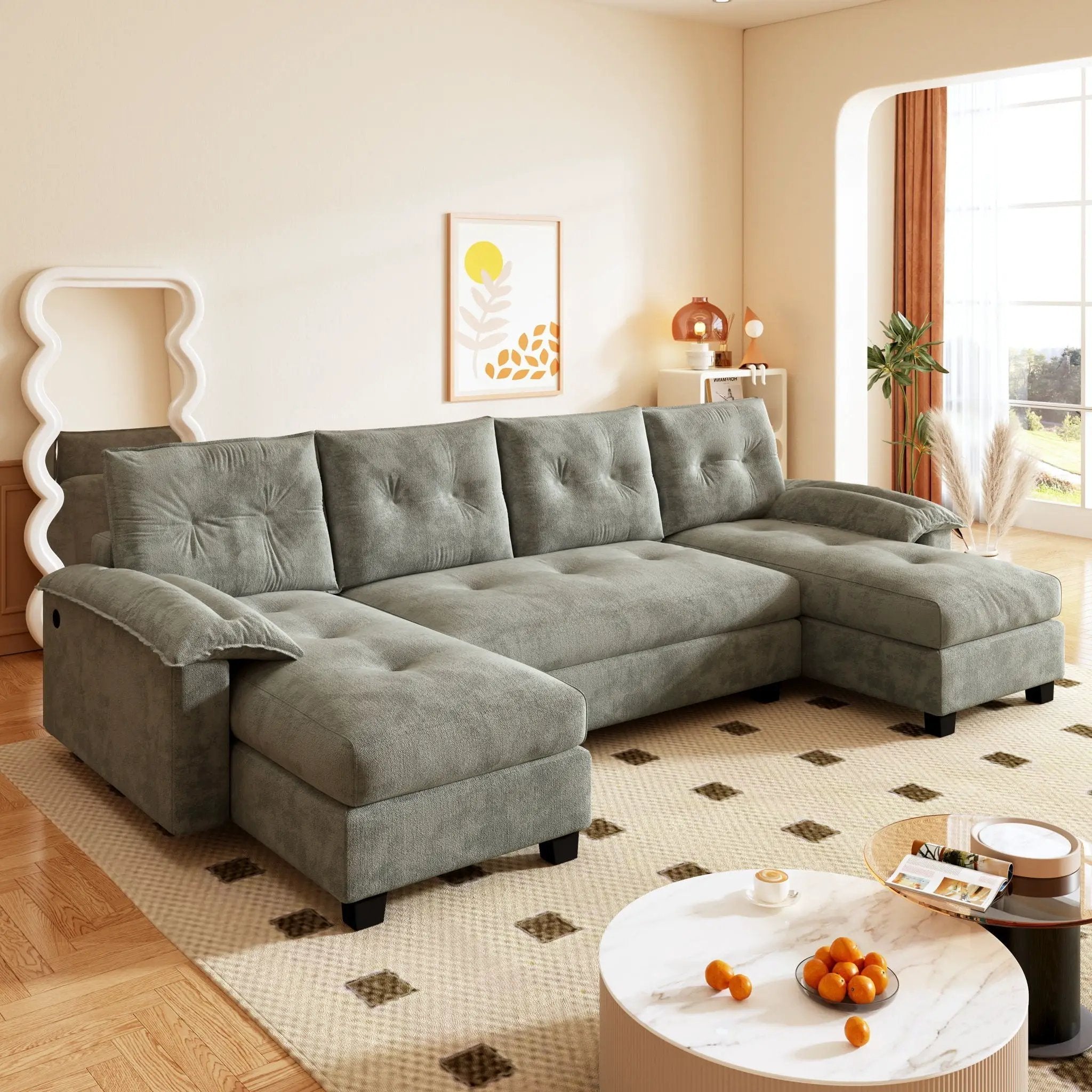 U-Shaped Sleeper Sofa With Pull Out Bed by HouseOfZazla