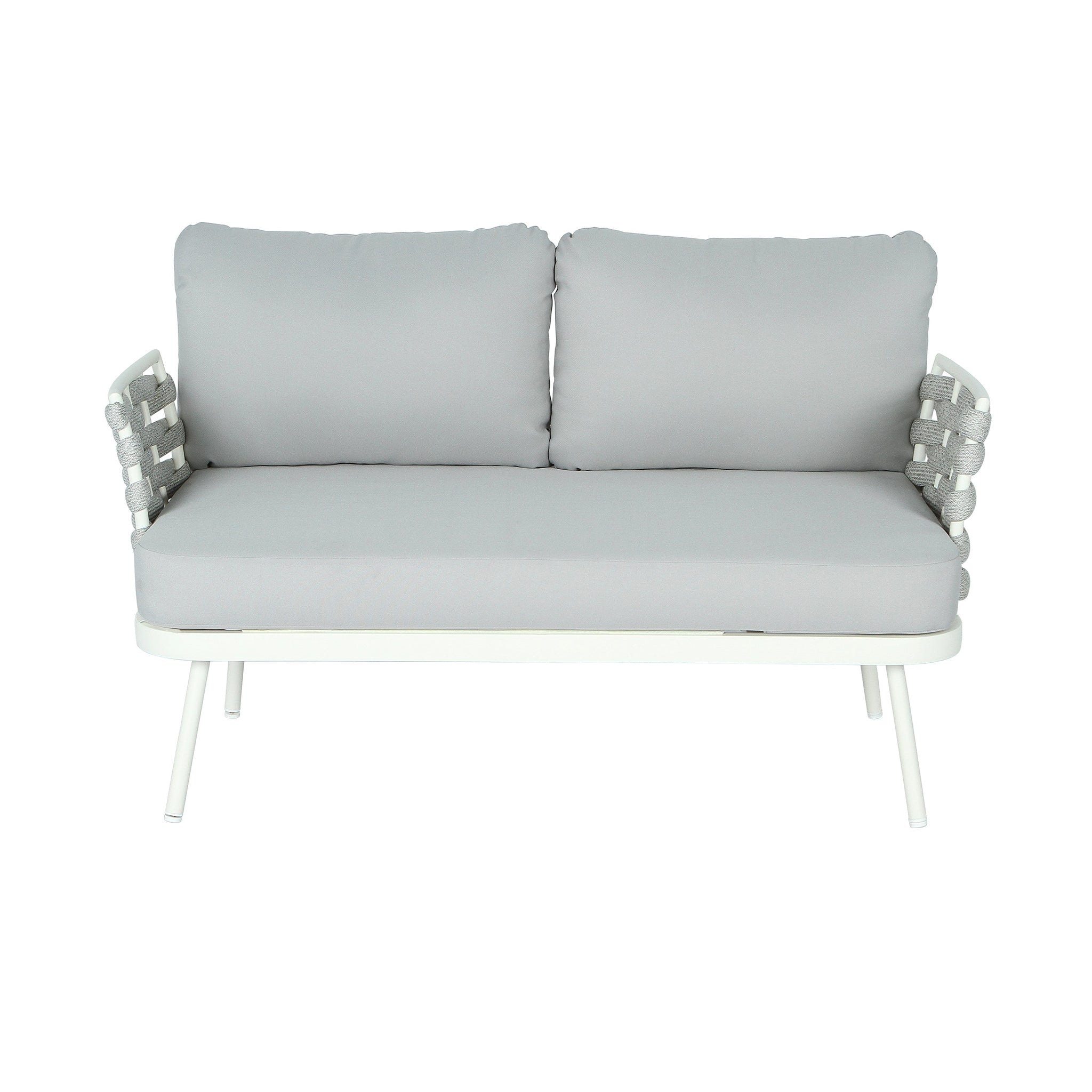Mariano Steel 4-Pieces Conversation Set, Off White & Grey by HouseOfZazla