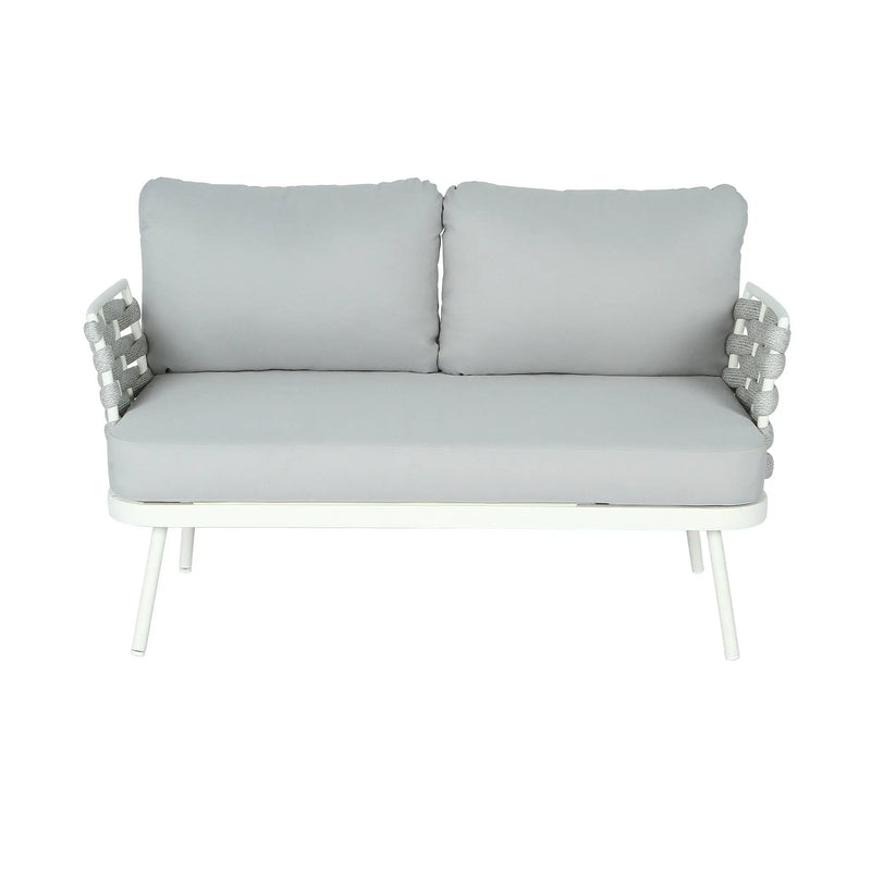 Mariano Steel Loveseat and Table, Off White & Grey by HouseOfZazla