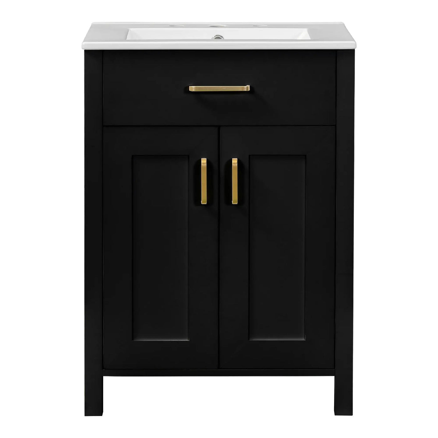Modern Bathroom Vanity With Ceramic Sink, Soft-Close Doors, Flip Drawer, U-Shaped Shelves, Elegant Storage Solution by HouseOfZazla