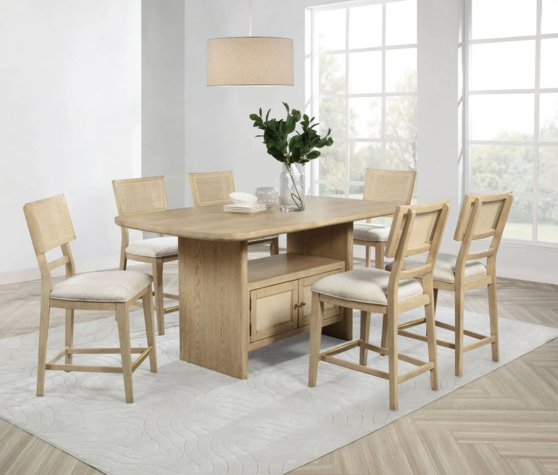 Kailani 7-piece Wood Counter Height Dining Set Beige Oak by Unique Piece Furniture