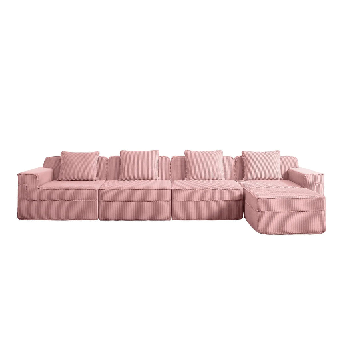 Modular 4 Seat L Shape Sectional Boneless Sofa by HouseOfZazla