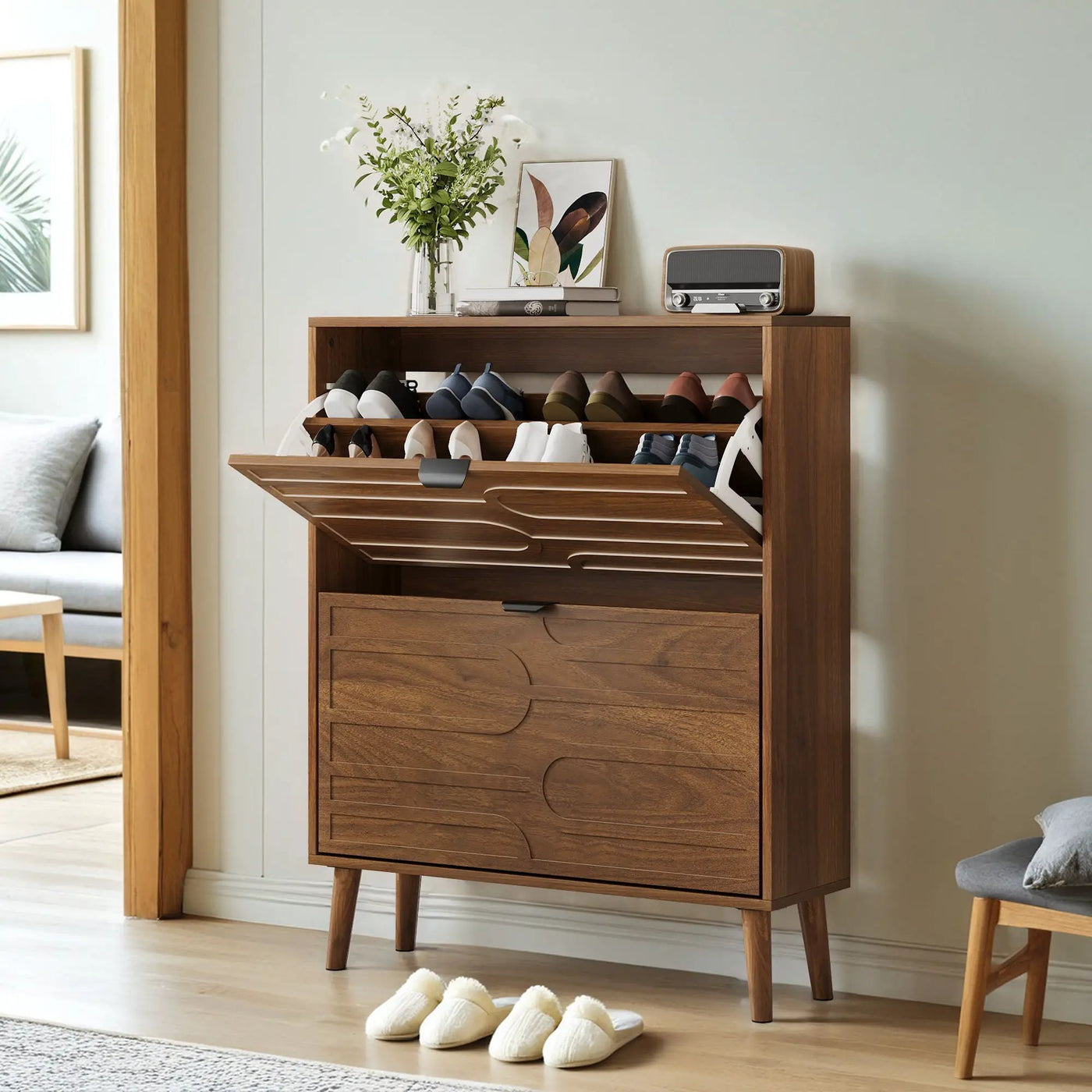 Medieval - Independent Shoe Cabinet With 2 Flip Drawers by HouseOfZazla