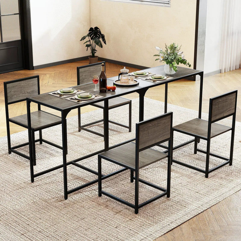 3 Pcs Dining Set Compact Table and 2 Chair with Metal Frame for for Small Space by DirectDeals