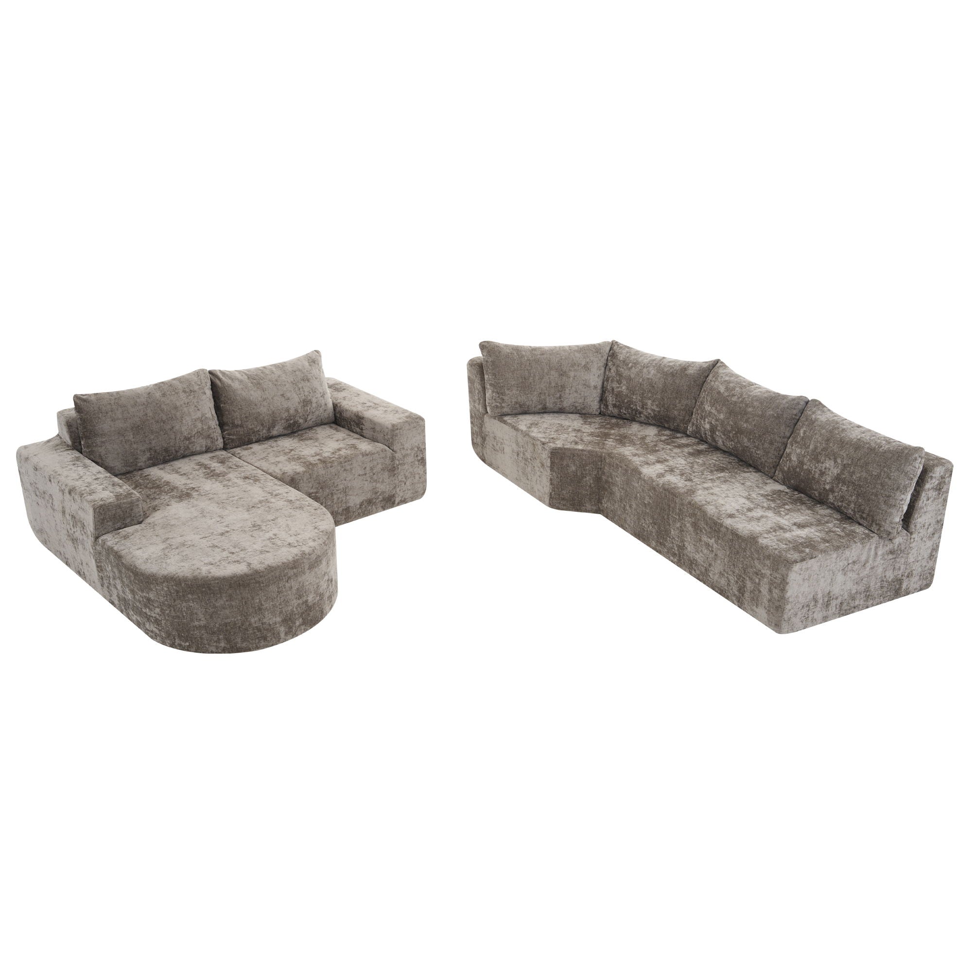 Modular Cloud Sectional Sofa Set, U-Shaped Upholstered Couch With Deep Seat by HouseOfZazla