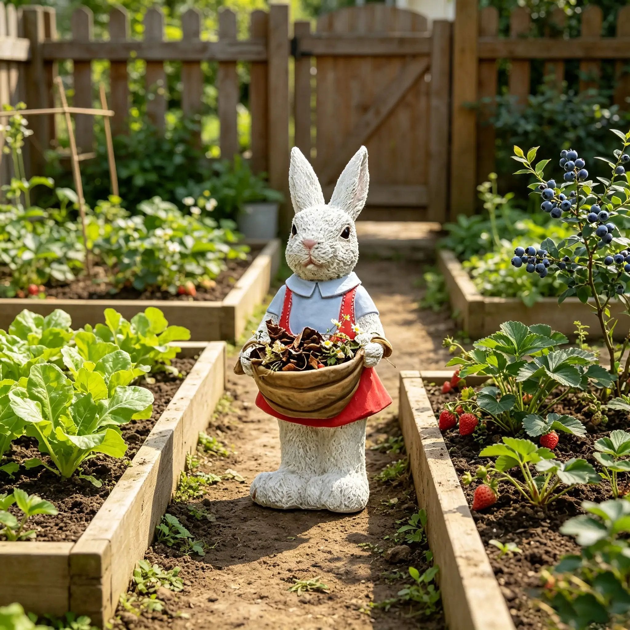 Charming Hand-Painted Rabbit Garden Statue by HouseOfZazla