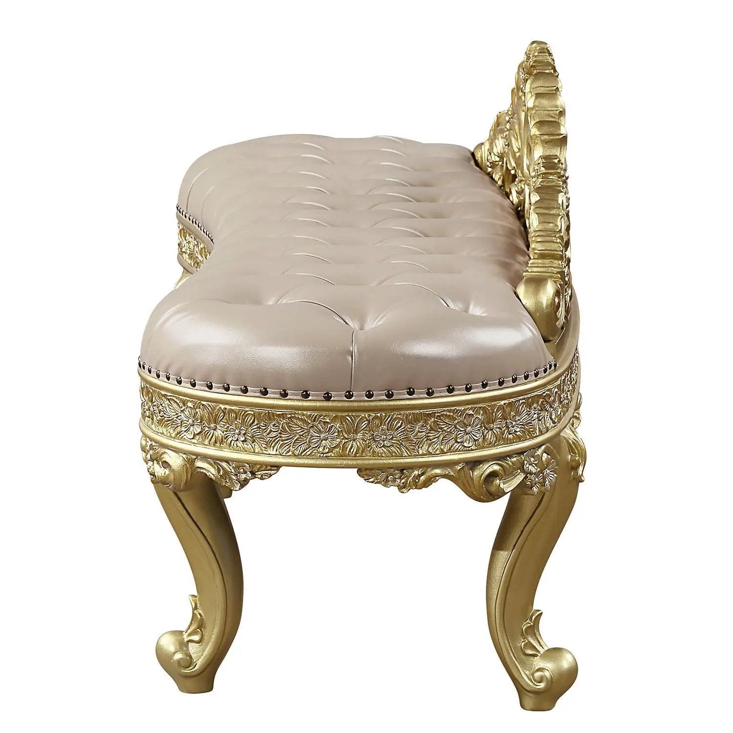 Cabriole - Synthetic Leather Bench - Gold by Unique Piece Furniture