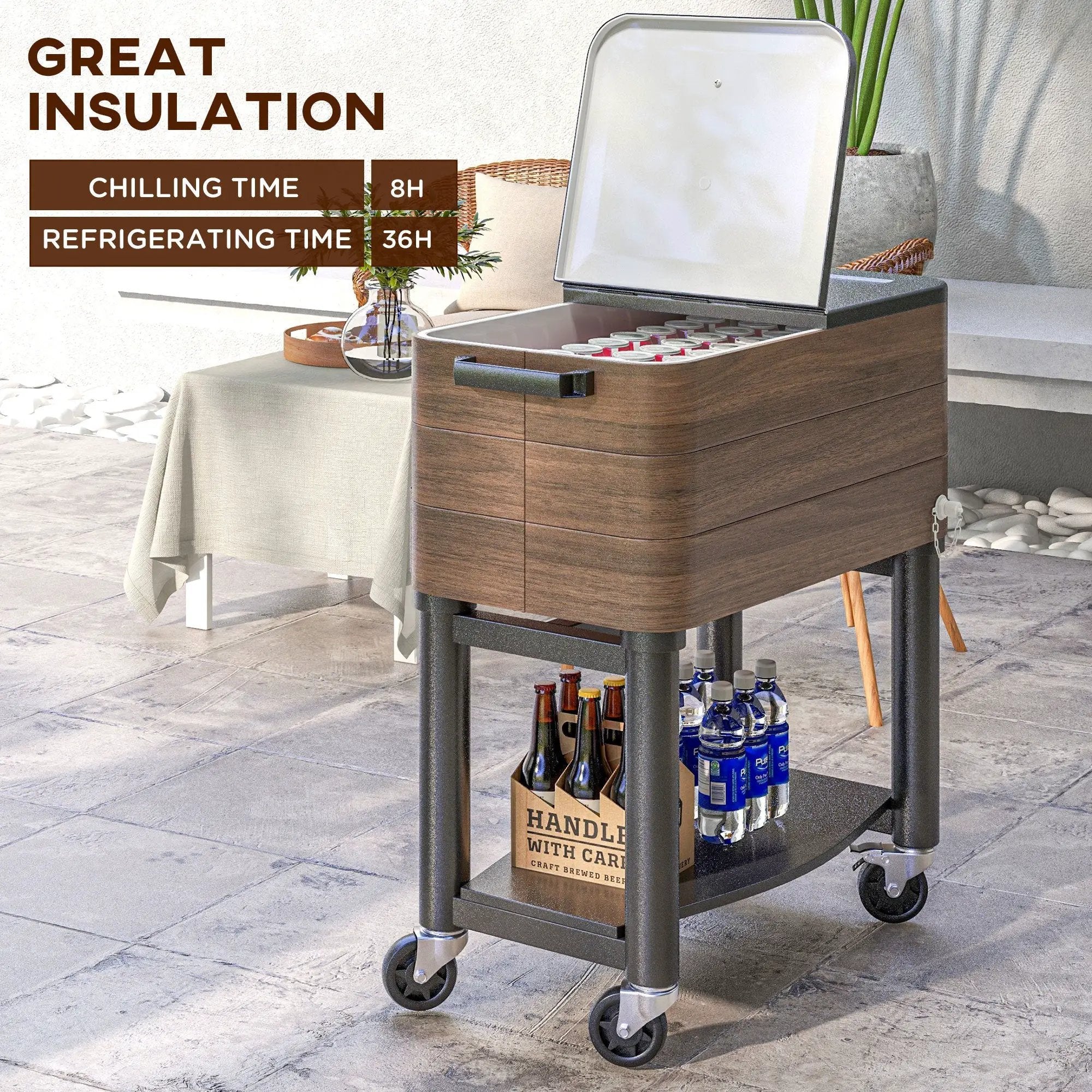 Outsunny Outdoor Cooler Cart, Rolling Beverage Ice Chest by HouseOfZazla