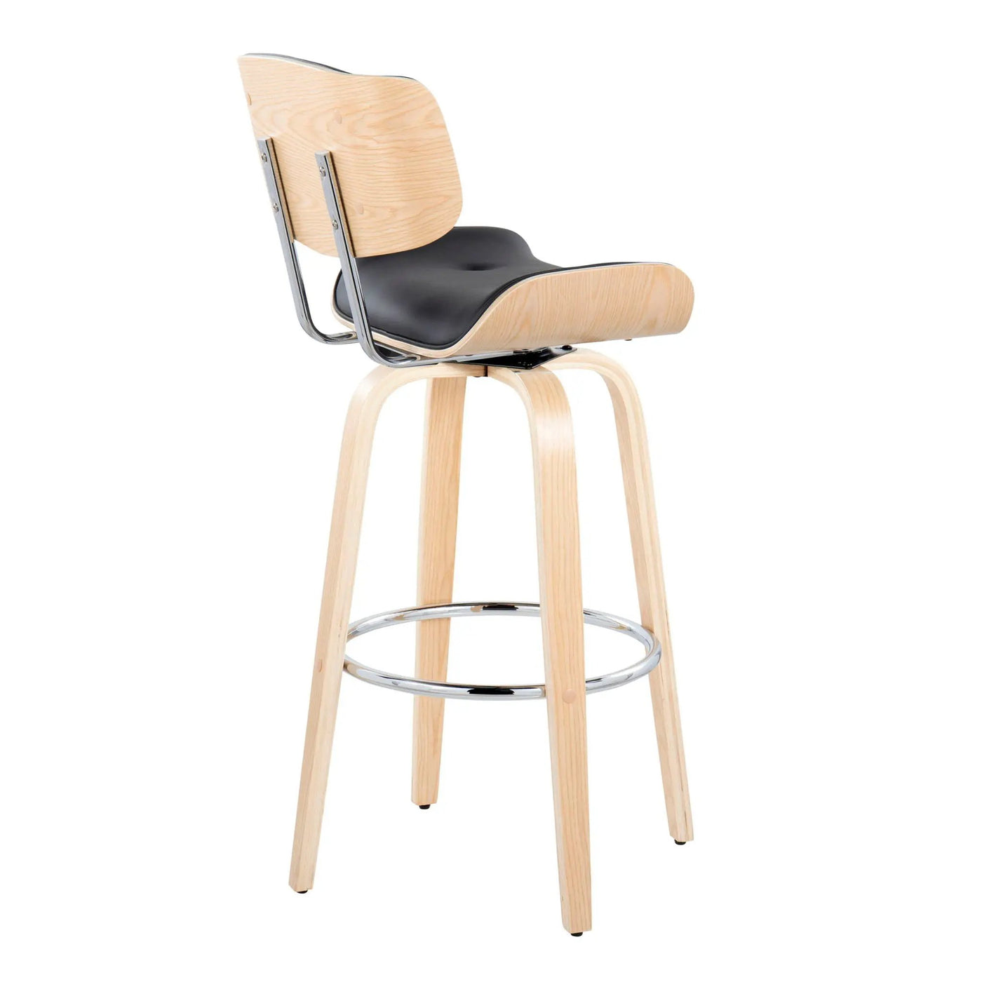 Lombardi - Mid Century Modern Fixed Height Barstool With Swivel With Round Footrest (Set of 2) by HouseOfZazla
