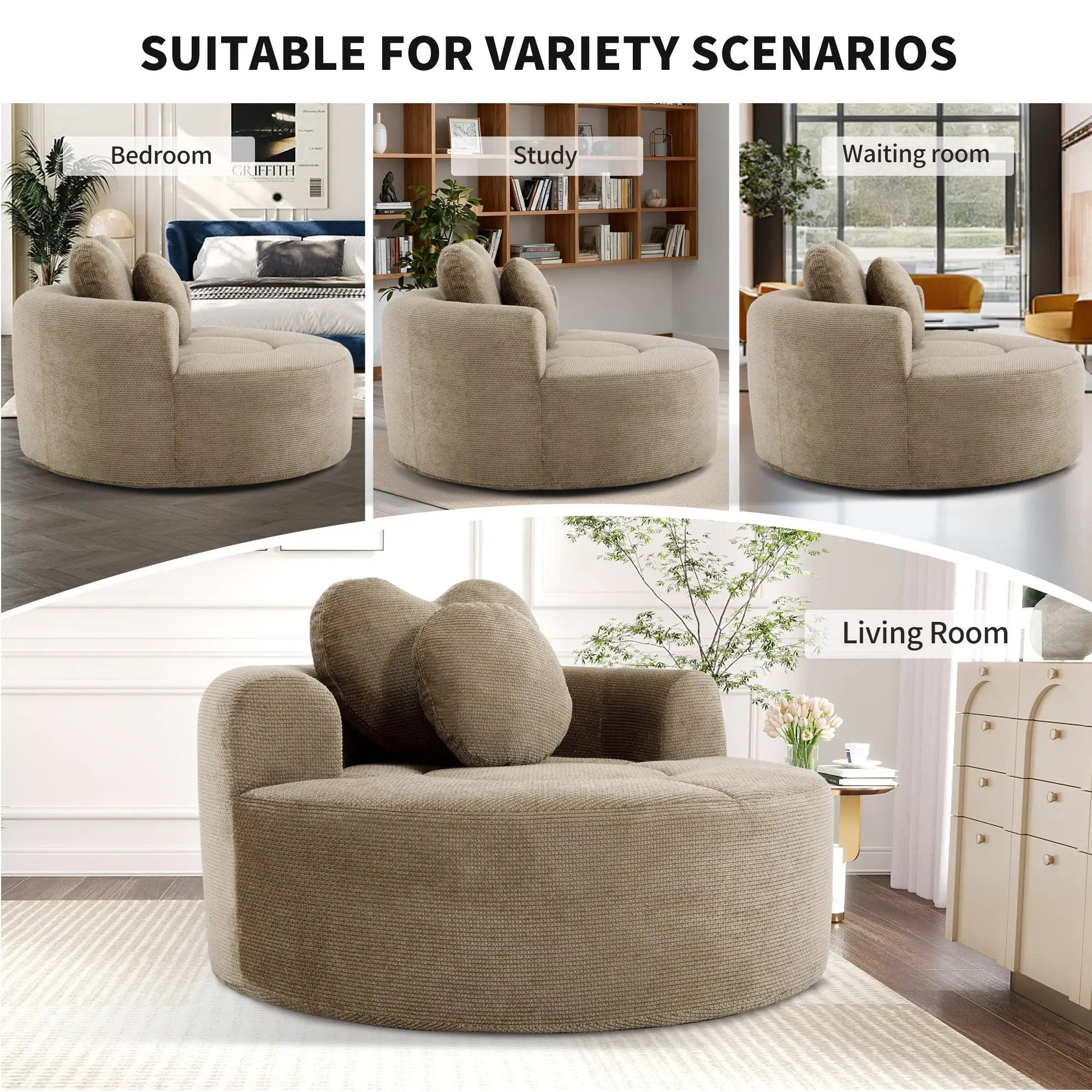 Round Sofa Bed with Memory Foam Sectional Couch for Living Room by HouseOfZazla