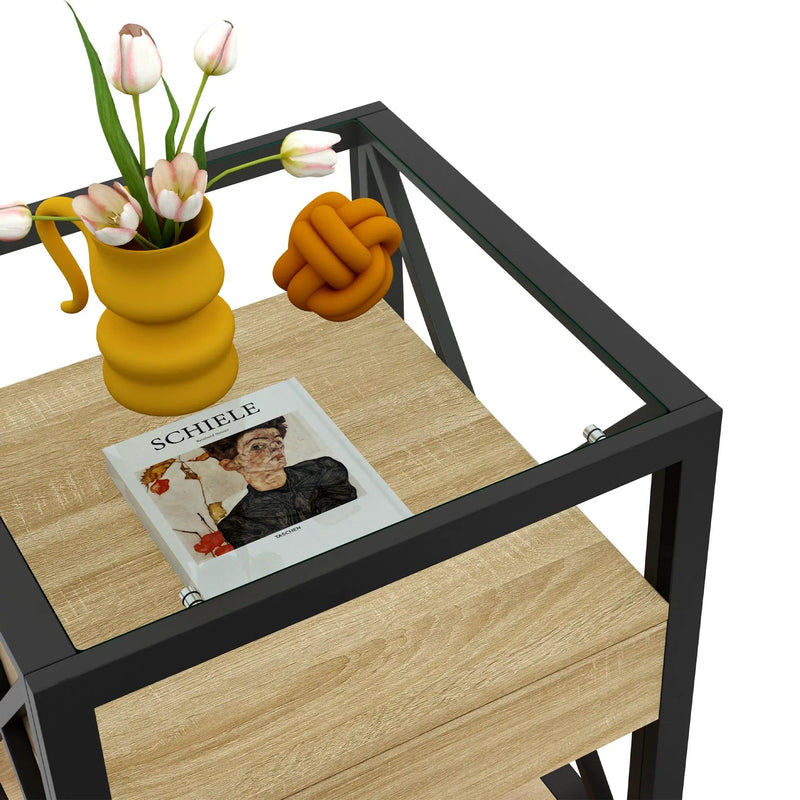 Set of 2 Modern End Tables with Drawer - Nightstands for Bedroom & Living Room by HouseOfZazla