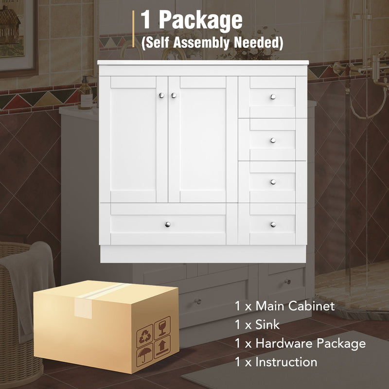 Shaker Free Standing Bathroom Vanity Cabinet & Sink, Soft Close Drawers, Soft Close Doors by HouseOfZazla