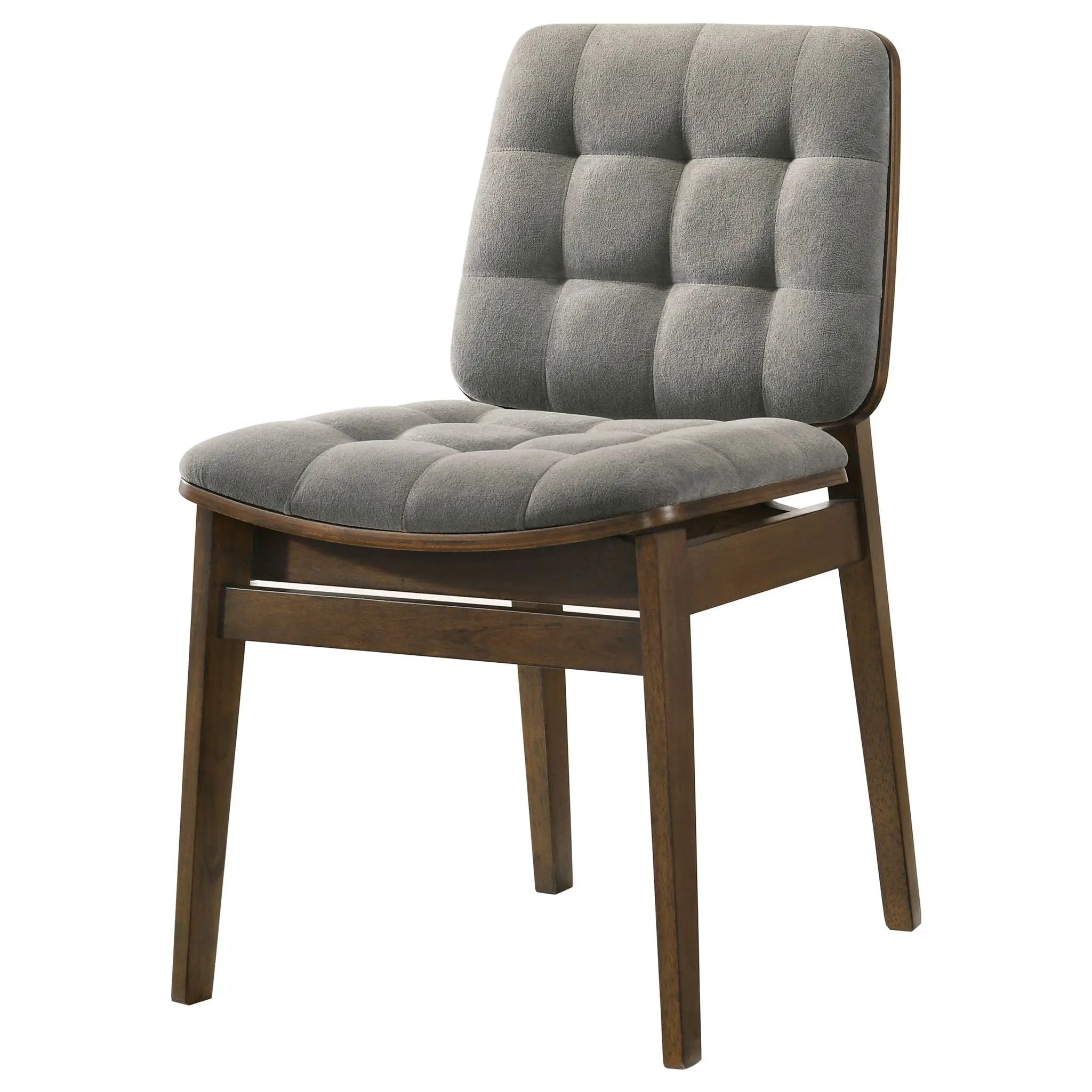 Redbridge Velvet Upholstered Side Chair Grey and Walnut (Set of 2) by Unique Piece Furniture
