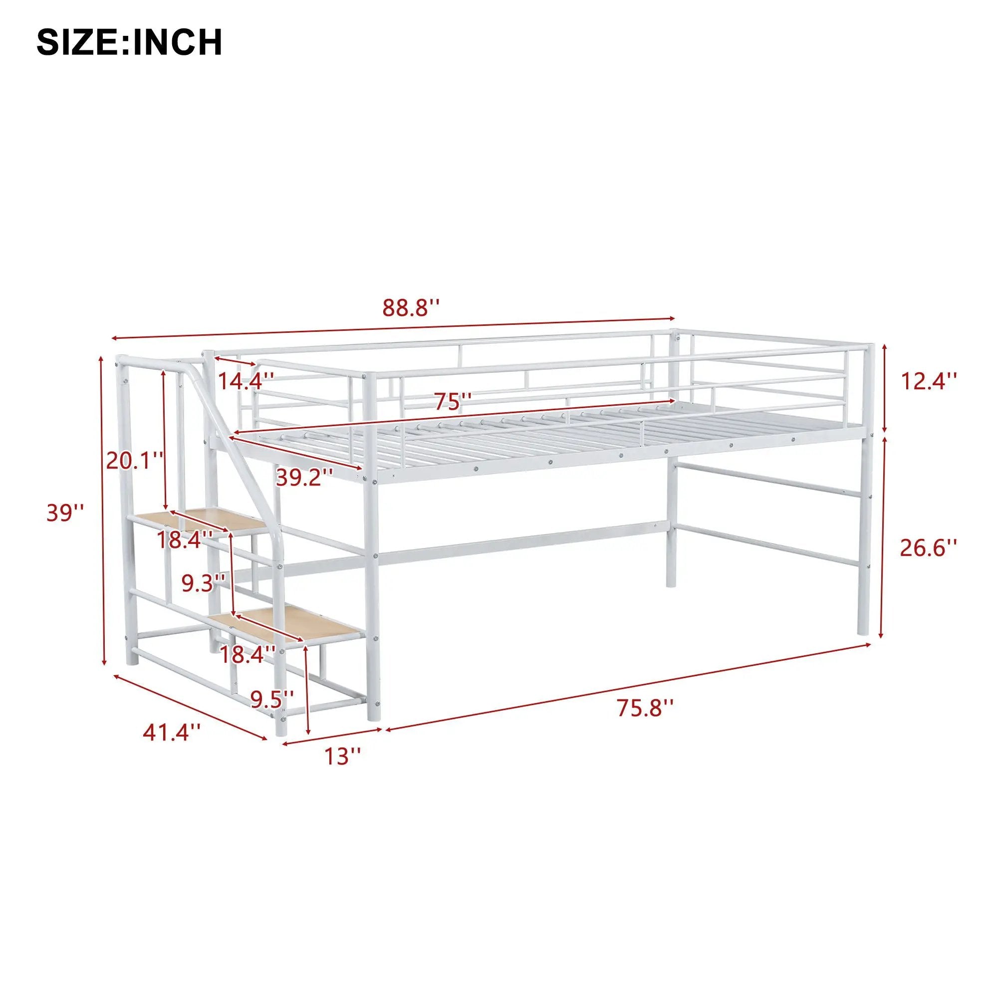 Loft Bed With Storage Stairs And Metal Frame by Unique Piece Furniture