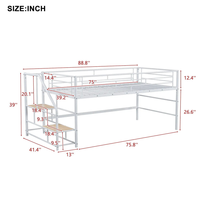 Loft Bed With Storage Stairs And Metal Frame by HouseOfZazla