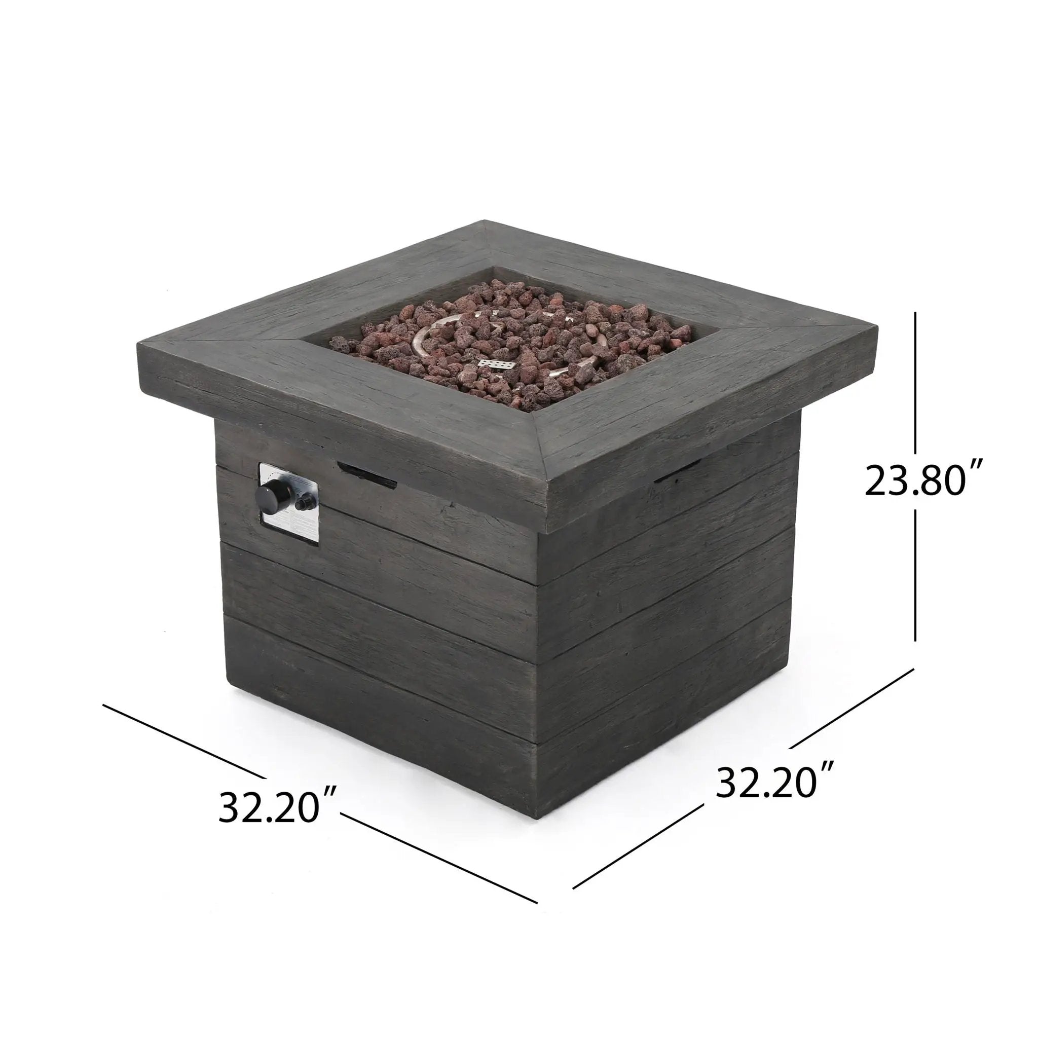 Anchorage Wood Square Fire Pit 40,000 BTU - Gray by HouseOfZazla