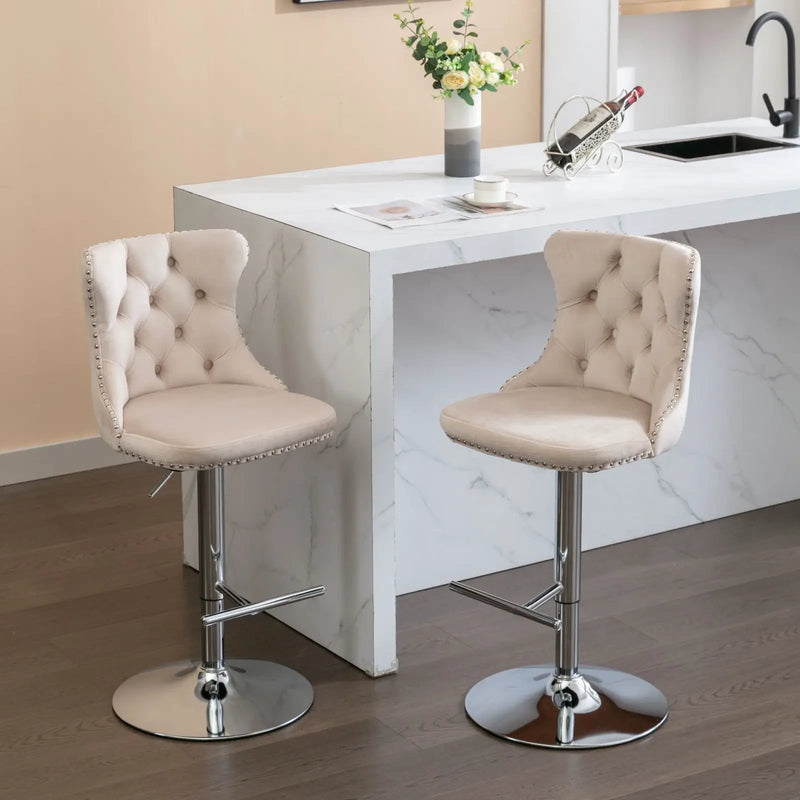Swivel Adjustable Height Barstools Set of 2 by HouseOfZazla