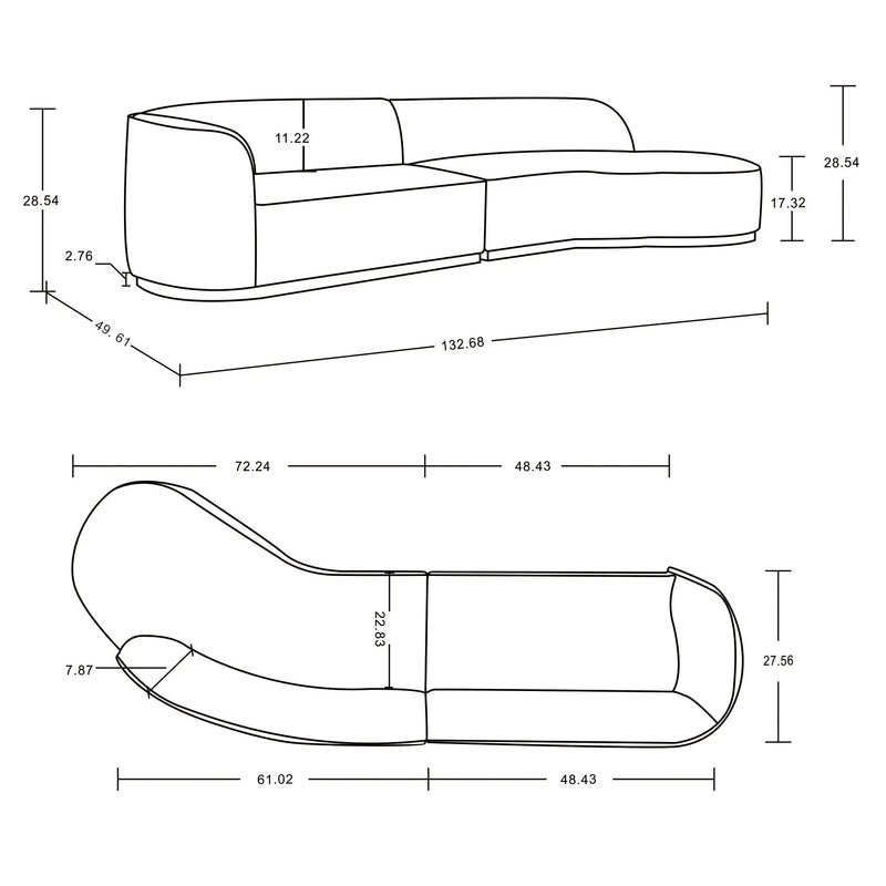 Daria - Sofa Sectional With Pillows, 2 Piece Design by HouseOfZazla