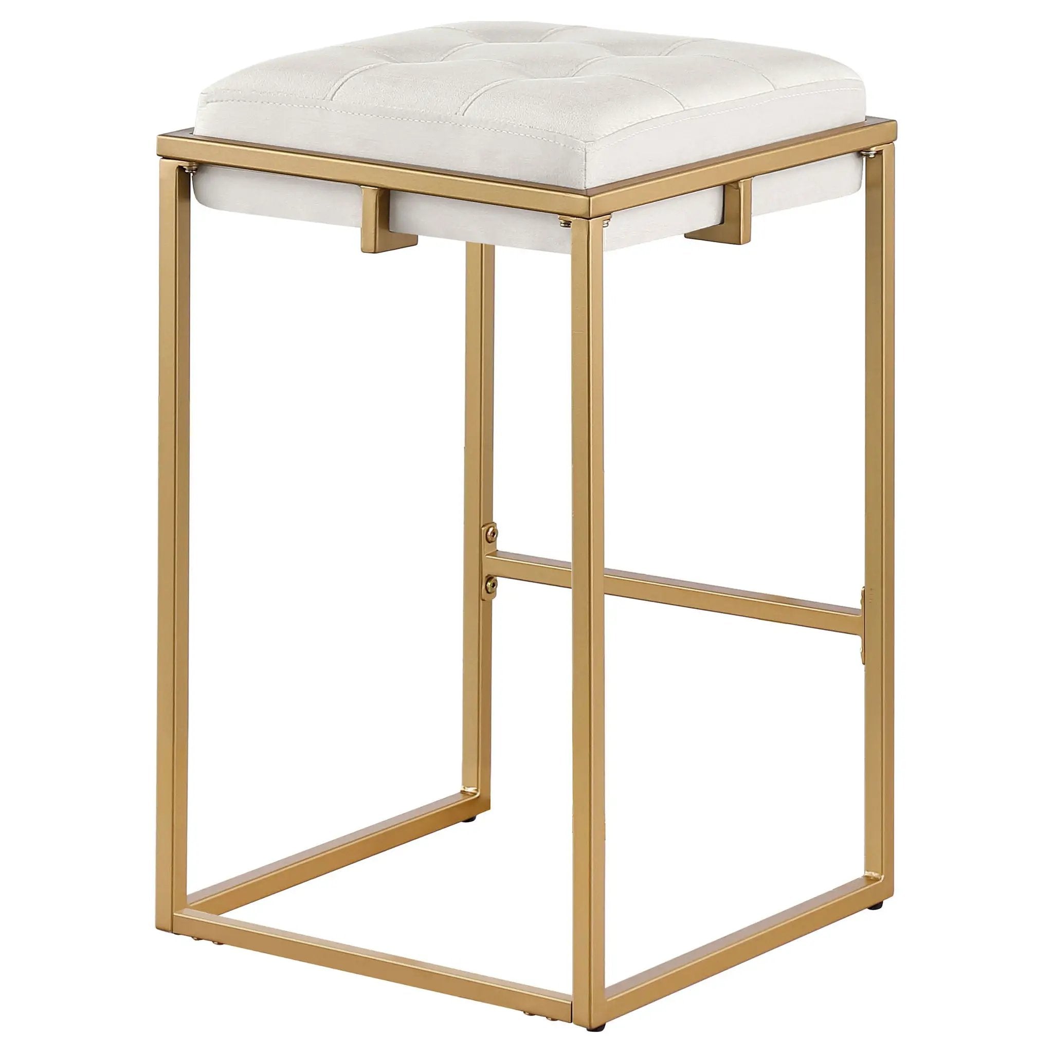 Square Counter Height Stools (Set of 2) - Beige / Gold by HouseOfZazla