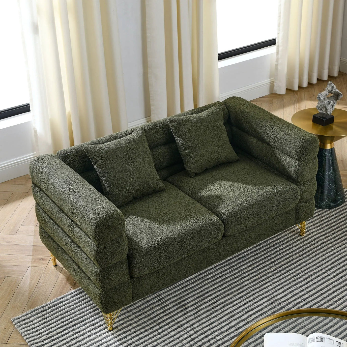 Oversized 2 Seater Sectional Sofa With Deep Seating And 2 Pillows by HouseOfZazla