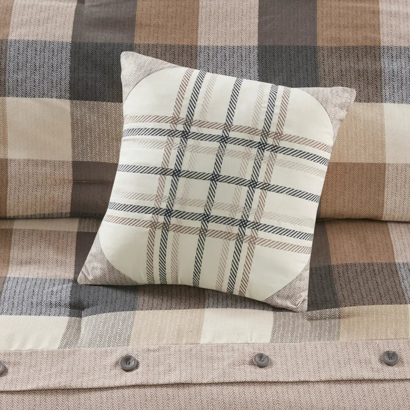 7 Piece Herringbone Comforter Set Neutral King by HouseOfZazla