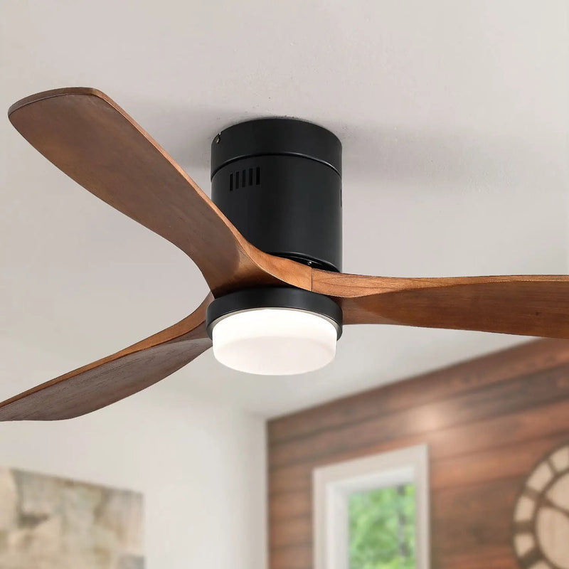 Indoor Ceiling Fan With Lights, Reversible DC Motor, Remote Control - Black by HouseOfZazla