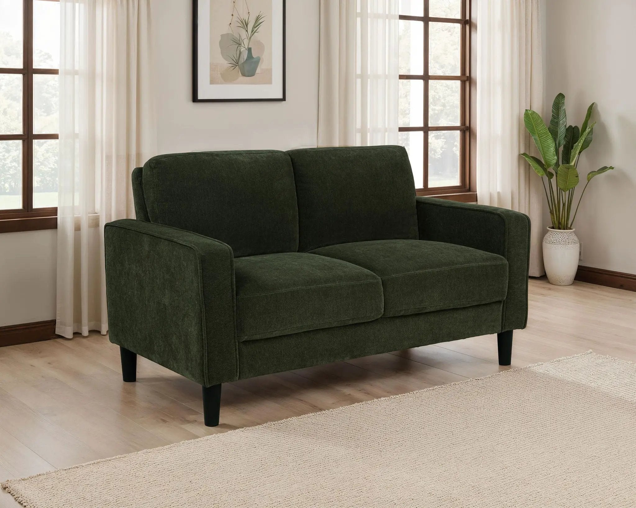 Ruth Fabric Upholstered Track Arm Loveseat Matcha Green by Unique Piece Furniture