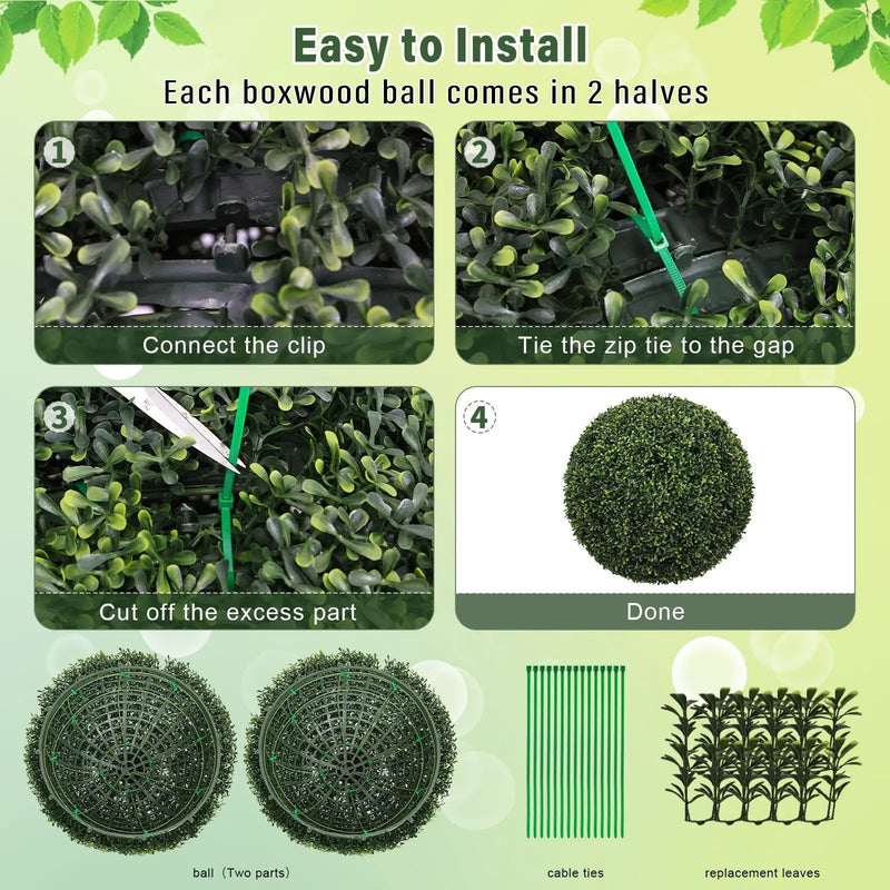 Artificial Topiary Balls, Outdoor Decorative Spheres For Garden (Set of 2) - Green by HouseOfZazla