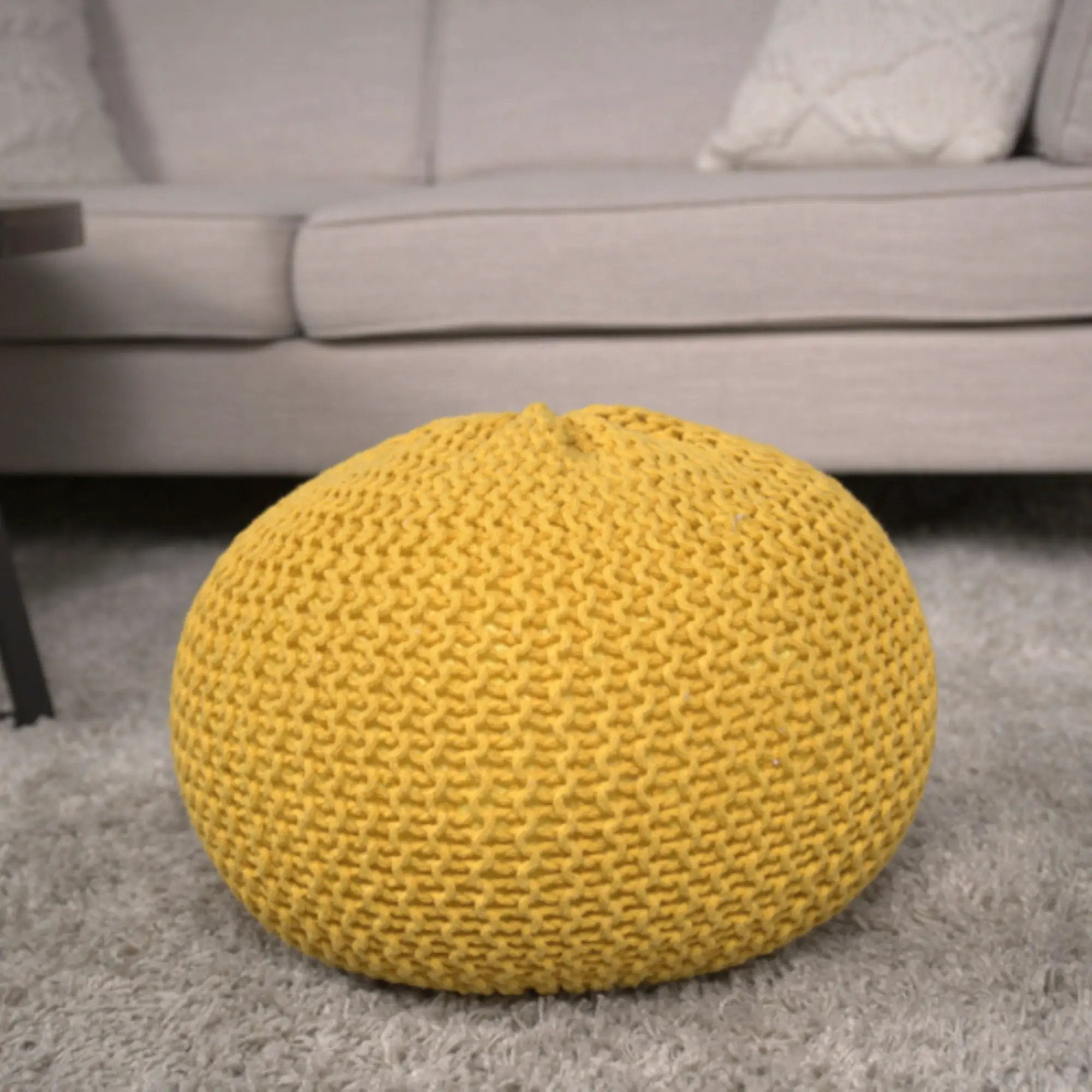Bordeaux - Knitted Round Pouf, Versatile Ottoman And Floor Cushion by Unique Piece Furniture