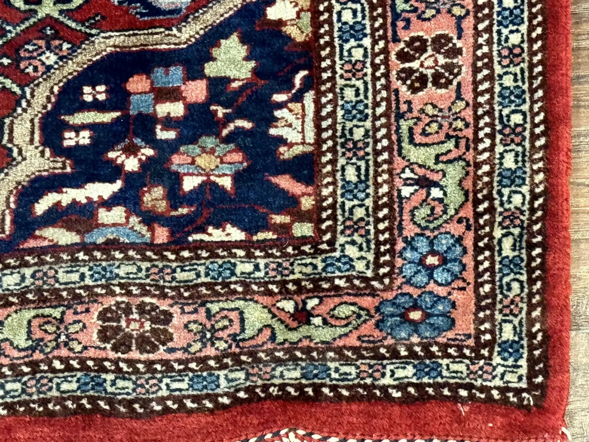 Persian Bidjar Rug 2.7 x 4, Red and Navy Blue, Small Persian Area Rug, Semi Antique by Jewel Rugs