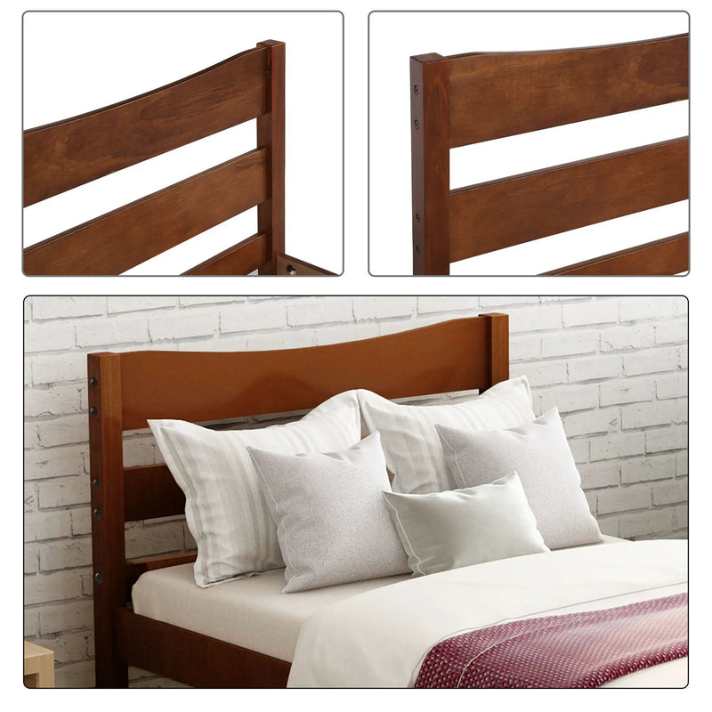 Twin Size Platform Bed With Headboard And Wooden Slat Support by Unique Piece Furniture