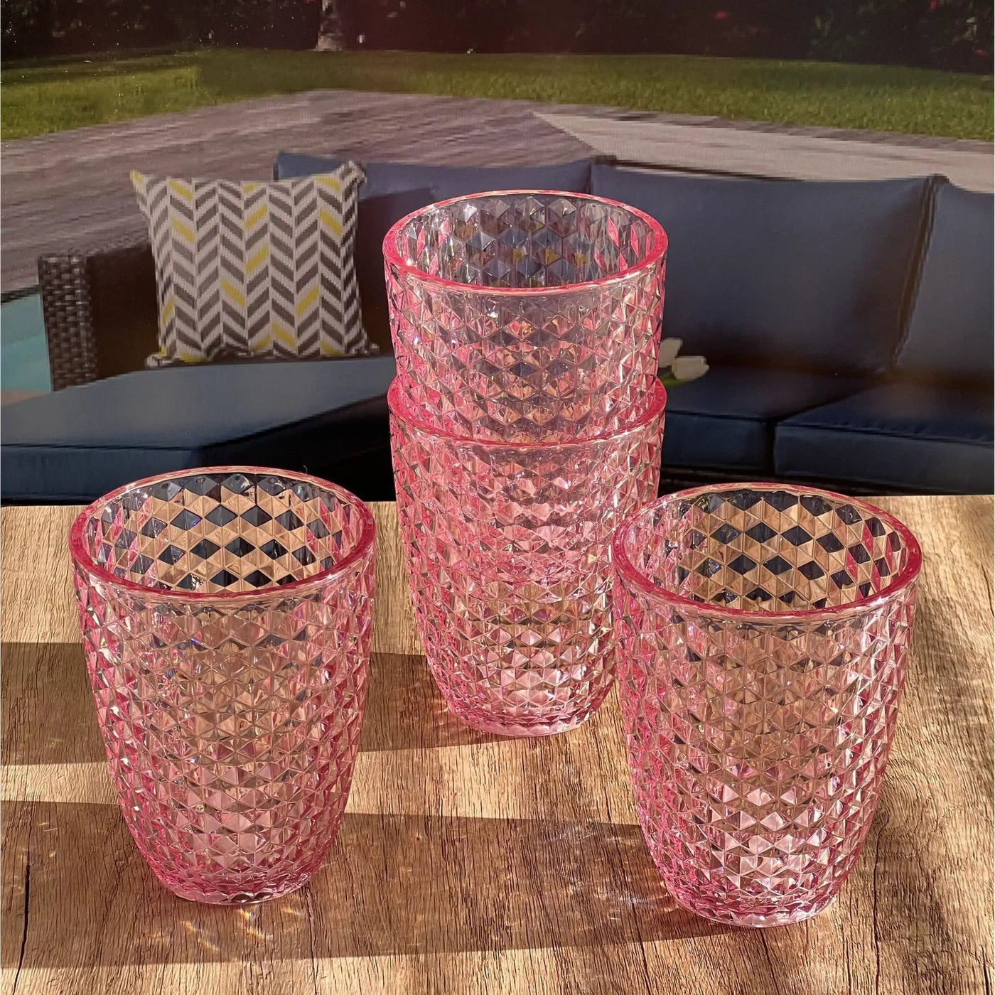 Leading Ware Diamond Cut Acrylic Glasses Drinking (Set of 4) by HouseOfZazla