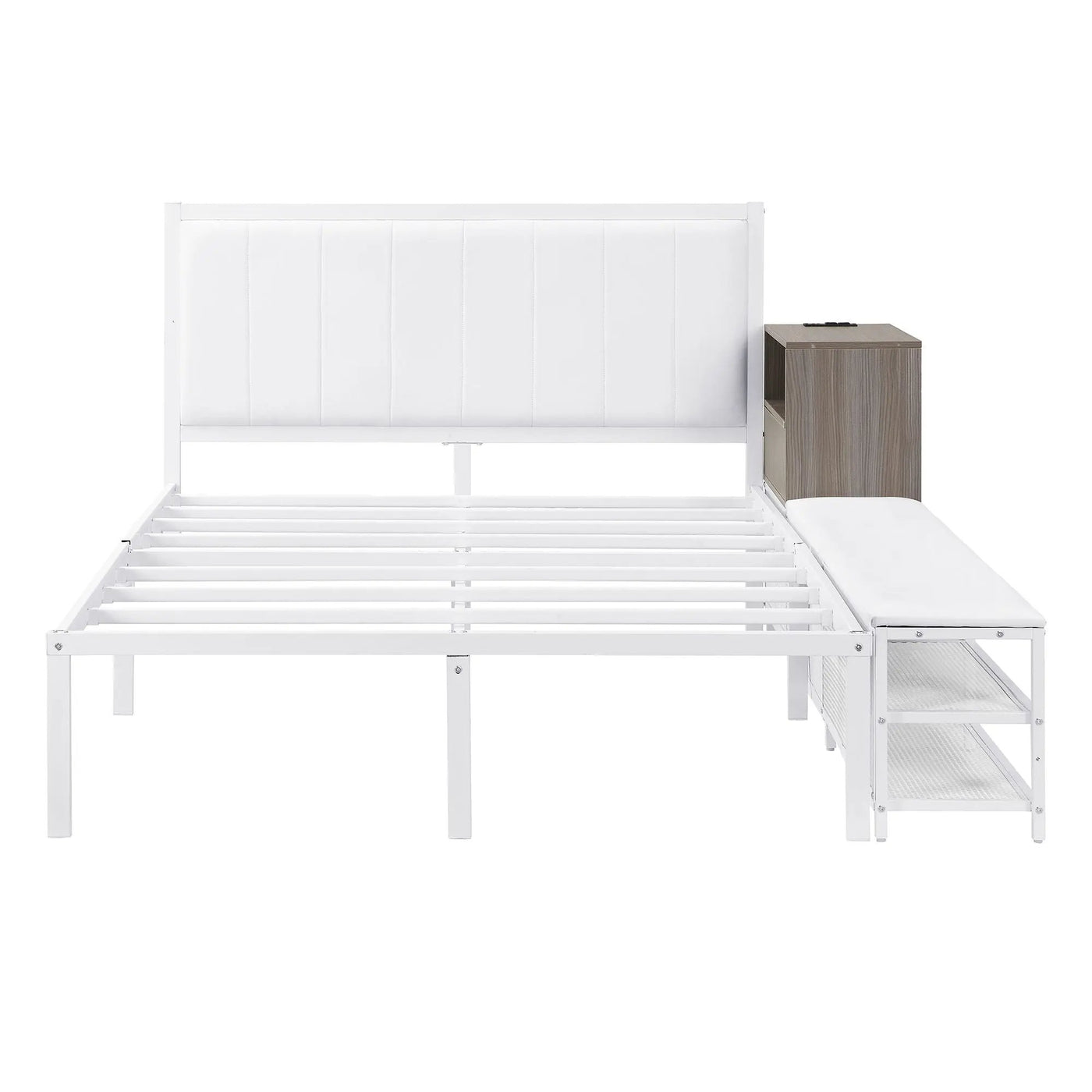 Platform Bed With 2 Tier Storage Shelves, Storage Cabinet by HouseOfZazla