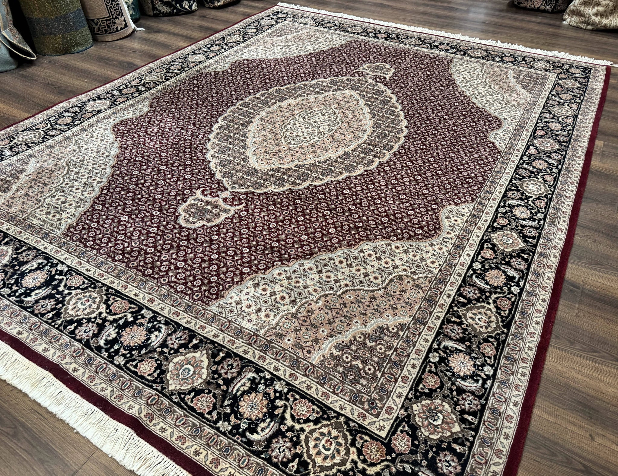 Sino Persian Rug 8x10, Herati, Elegant Oriental Carpet, Dark Maroon by Jewel Rugs