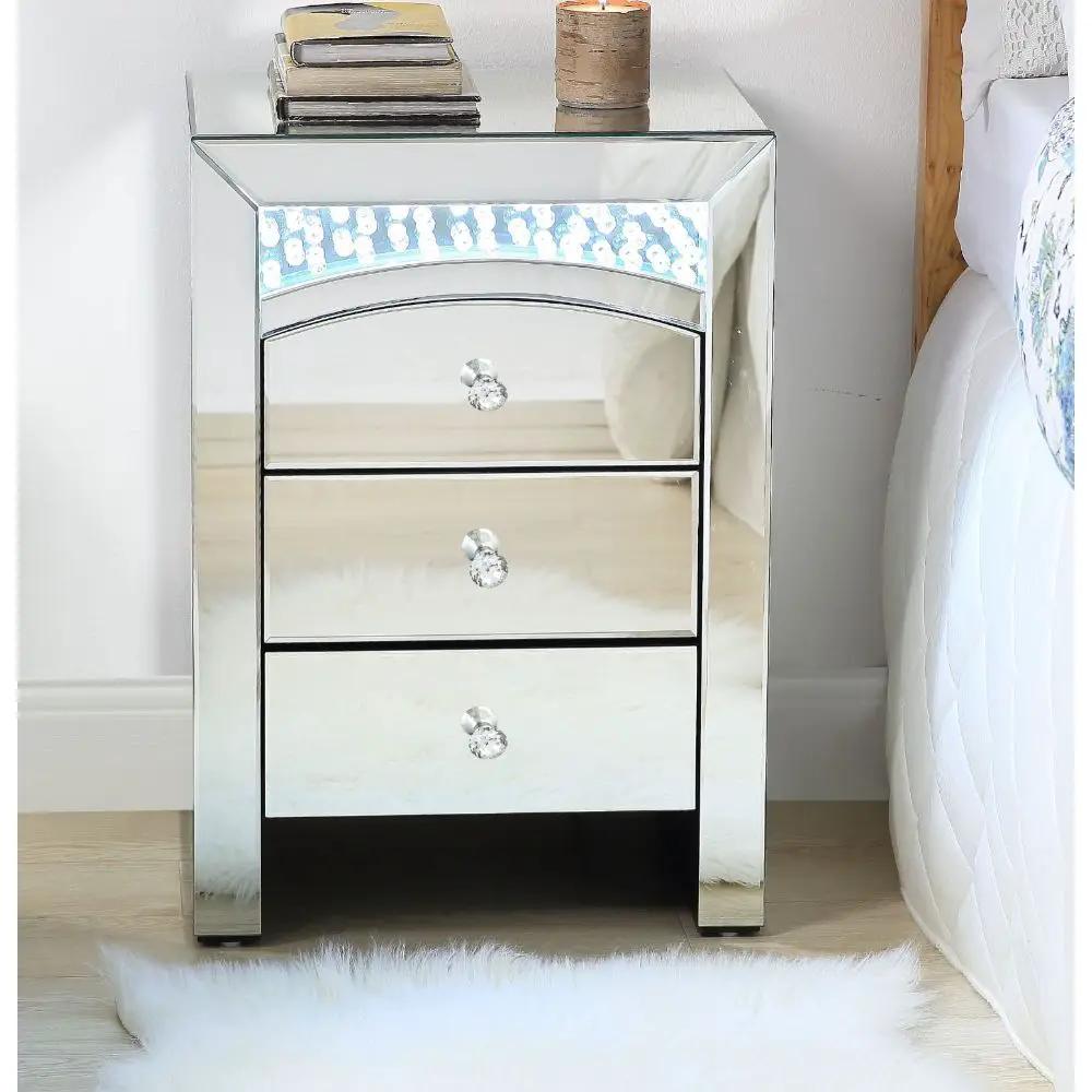 Nysa - Accent Table With LED - Mirrored & Faux Crystals by Unique Piece Furniture