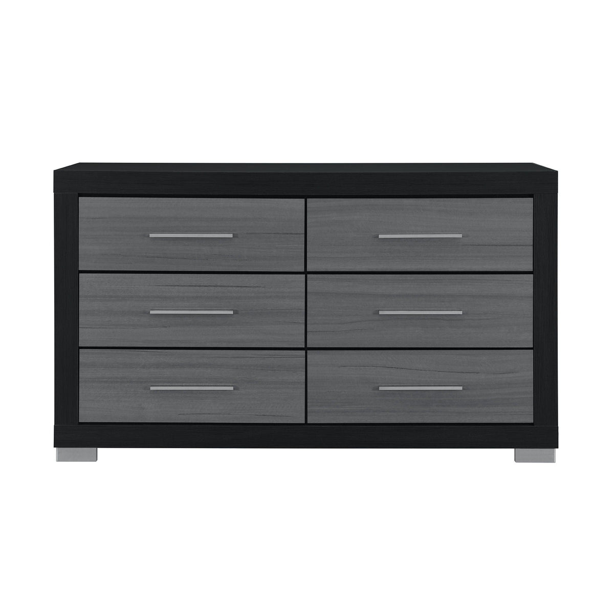 2-Toned Dresser with Bar Handle and Solid Wood Construction - Dark Gray or White