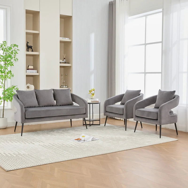 3 Piece Living Room Set, Loveseat & 2 Accent Chairs by HouseOfZazla