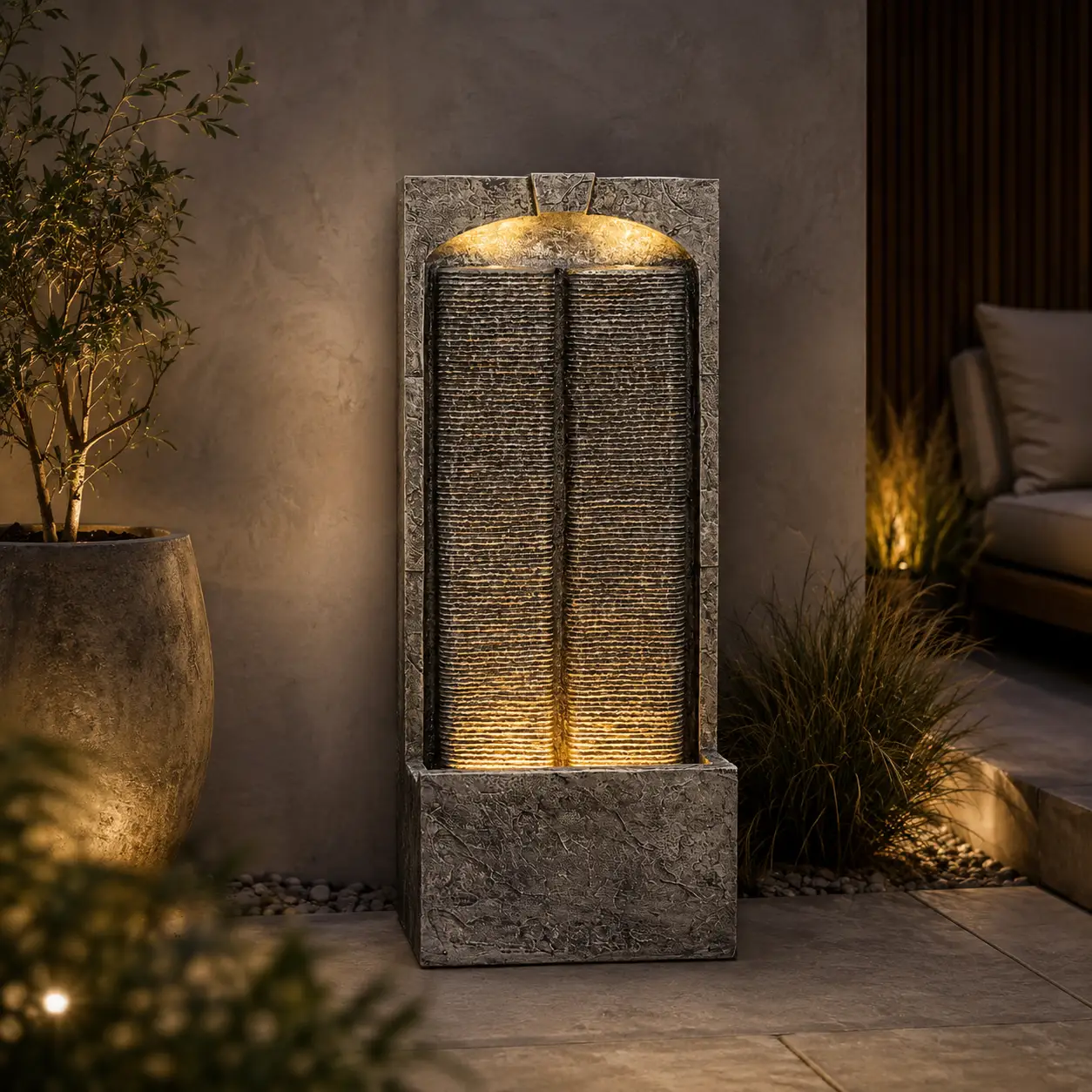 Cascading LED Outdoor Water Fountain - 39" H by HouseOfZazla