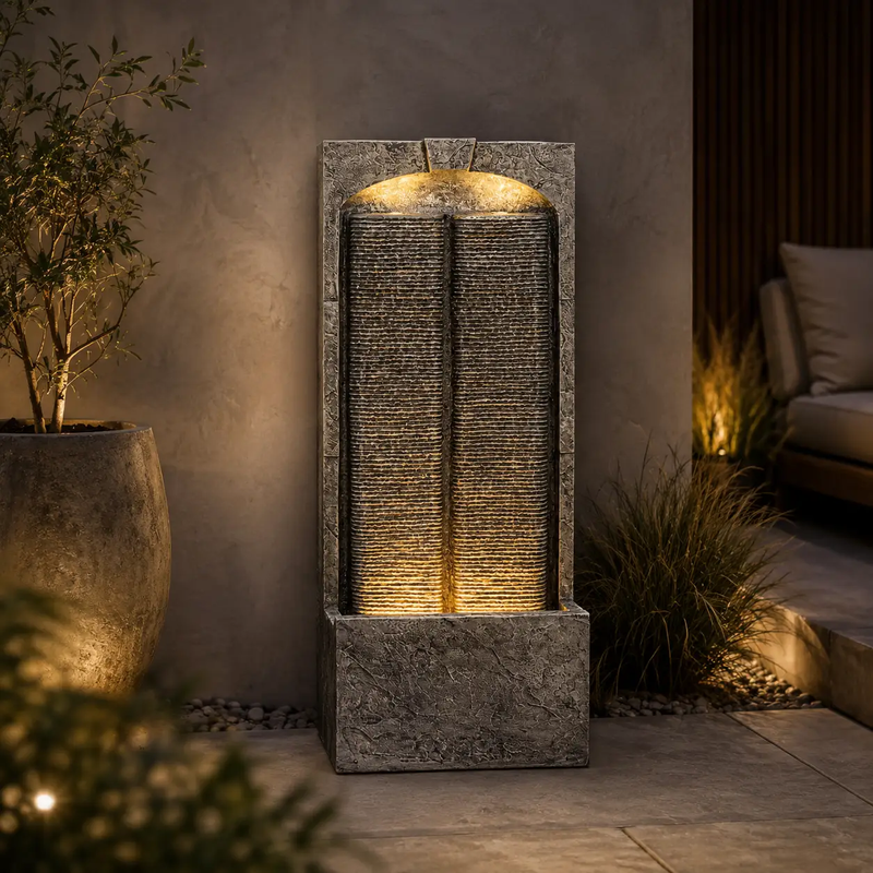 Cascading LED Outdoor Water Fountain - 39" H by HouseOfZazla