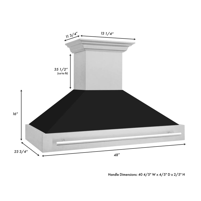 ZLINE 48" Autograph DuraSnow Black Matt Wall Range Hood 8654SNX-BLM-48 by Farmhouse Kitchen and Bath