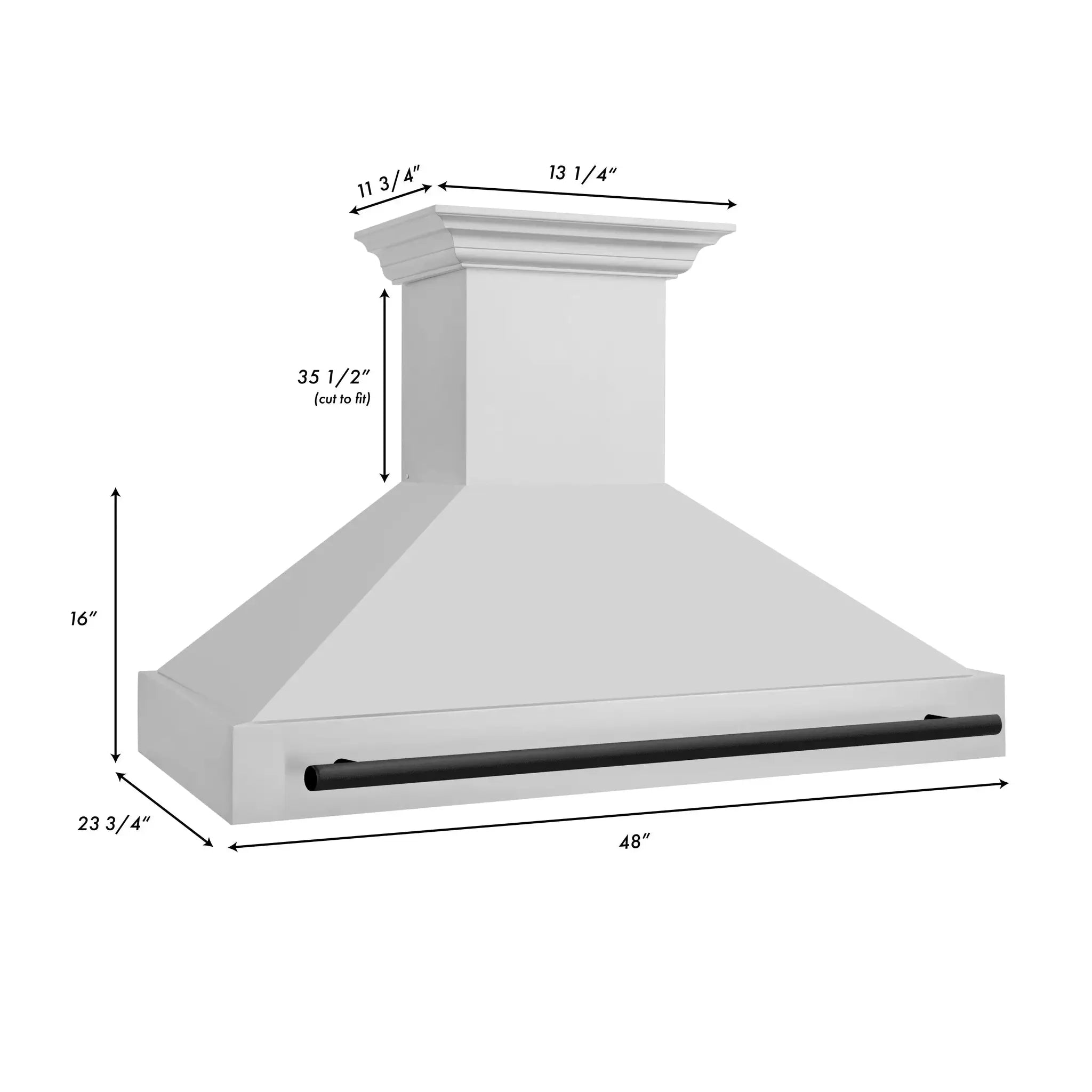 ZLINE 48" Autograph Stainless Wall Range Hood, Black Handle 8654STZ-48-MB by Farmhouse Kitchen and Bath
