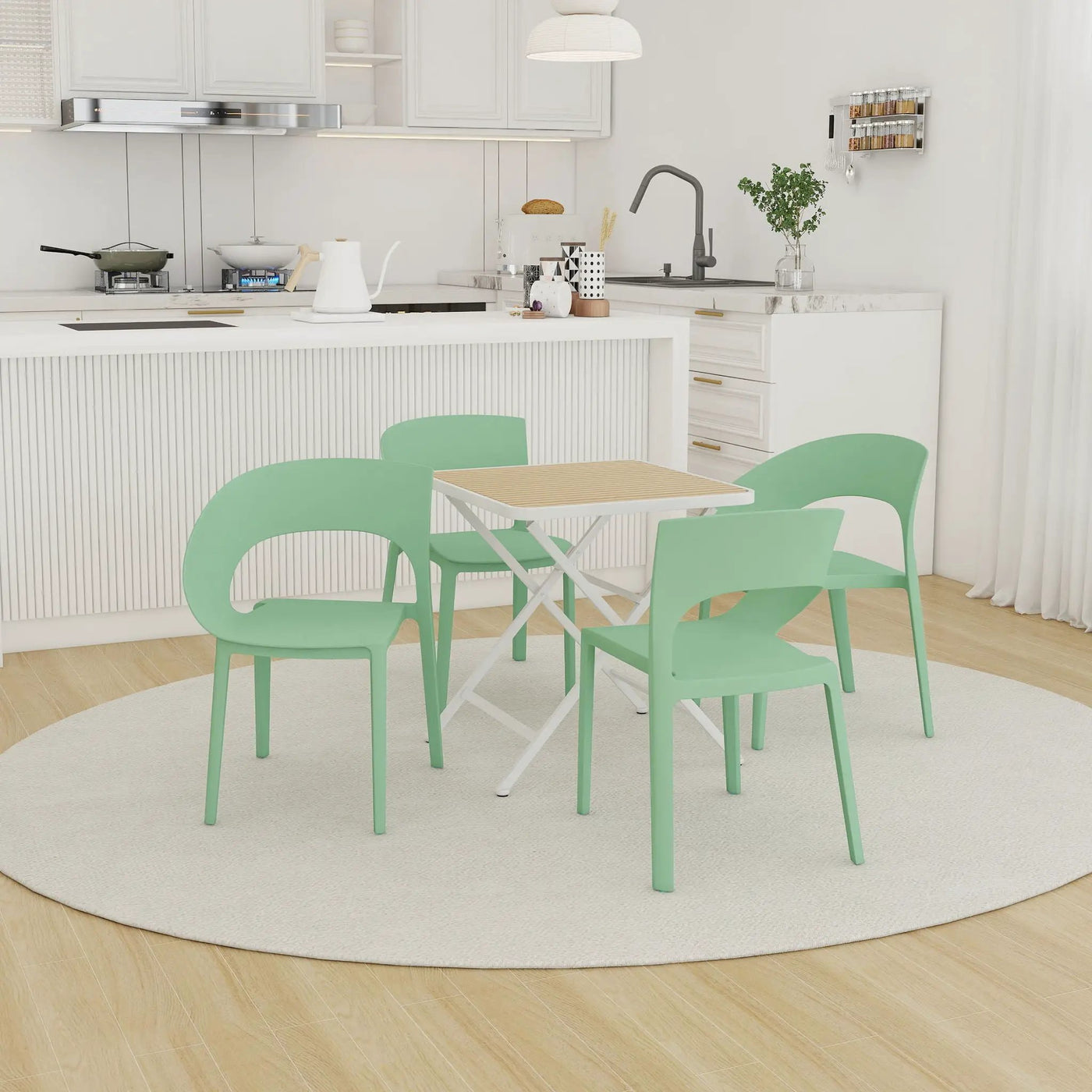 4 Piece Set Of Modern Designed Single Chairs With Folding Square Table by HouseOfZazla